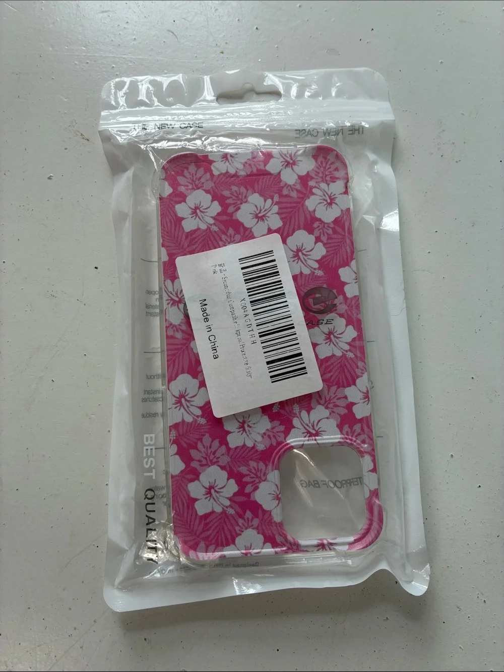 Seconddog iPhone 12/12 Pro Pink and White Hibascus Flower Print Phone Case